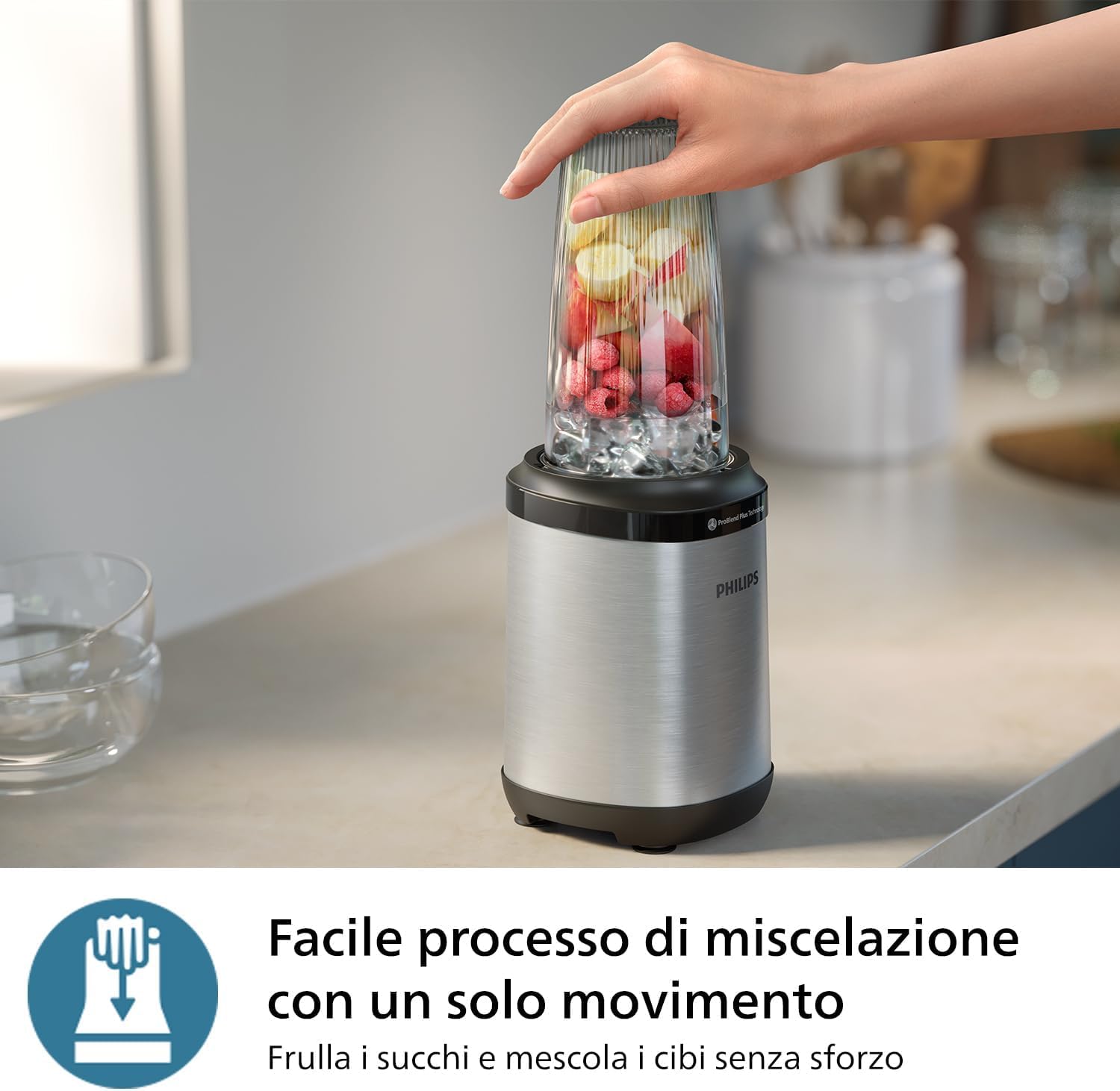 Philips Serie 5000 Frullatore - Potenza 800W. Tecnologia ProBlend Plus. Lame rimovibili. Facile da Pulire. Design Elegante e Compatto. Contenitore Grande. Nero (HR2764/00)