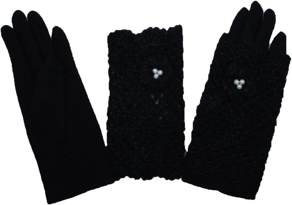 Dahlia 2 in 1 Winter Gloves for Women - Wool with Hand Warmers, Pearl