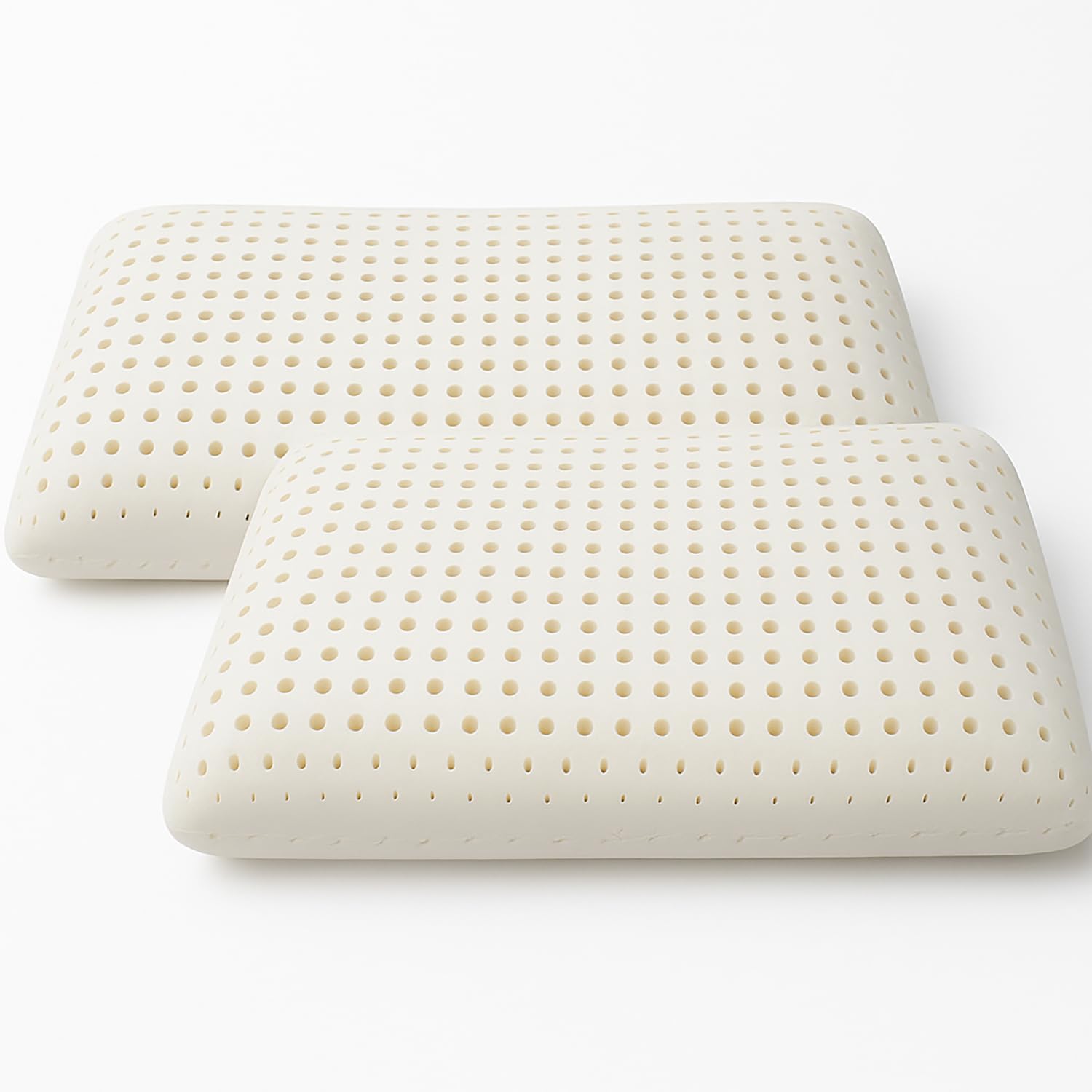 OrganicTextiles Dunlop Organic Latex Pillow with Organic Cotton Cover (King, 2-Pack) GOTS & GOLS Certified, Bed Pillow for Sleeping, Neck Pain Relief, Head Support, for Side Back Stomach Sleeper