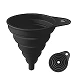 Funnels for Kitchen Use, Food Grade Silicone Collapsible Kitchen Funnel (Black) 1-Black