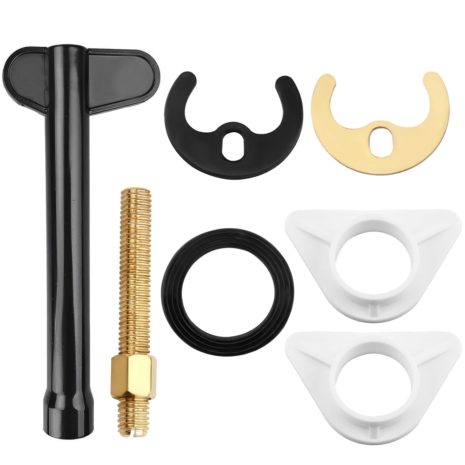 SANTUO 5Pcs Monobloc Tap Fixing Kit with Hex Wrench & 2Pcs Plastic Sink Reinforcement, Single Hole Hot and Cold Water Faucet Bolt Fixing Kit for Bathroom Basin Kitchen Sink Mixer, Copper Material