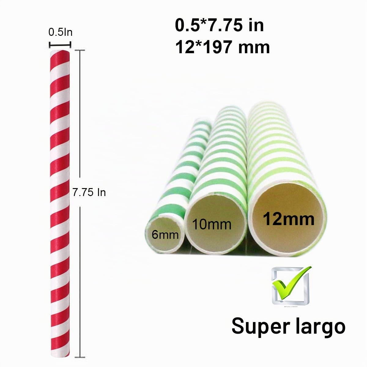 Cannucce di frullato monouso Boba di carta Smoothie usa e getta Extra largo Biodegradabile 12mm paglie di carta per Bubble Tea Tè Jumbo Frappè colorato 50pc