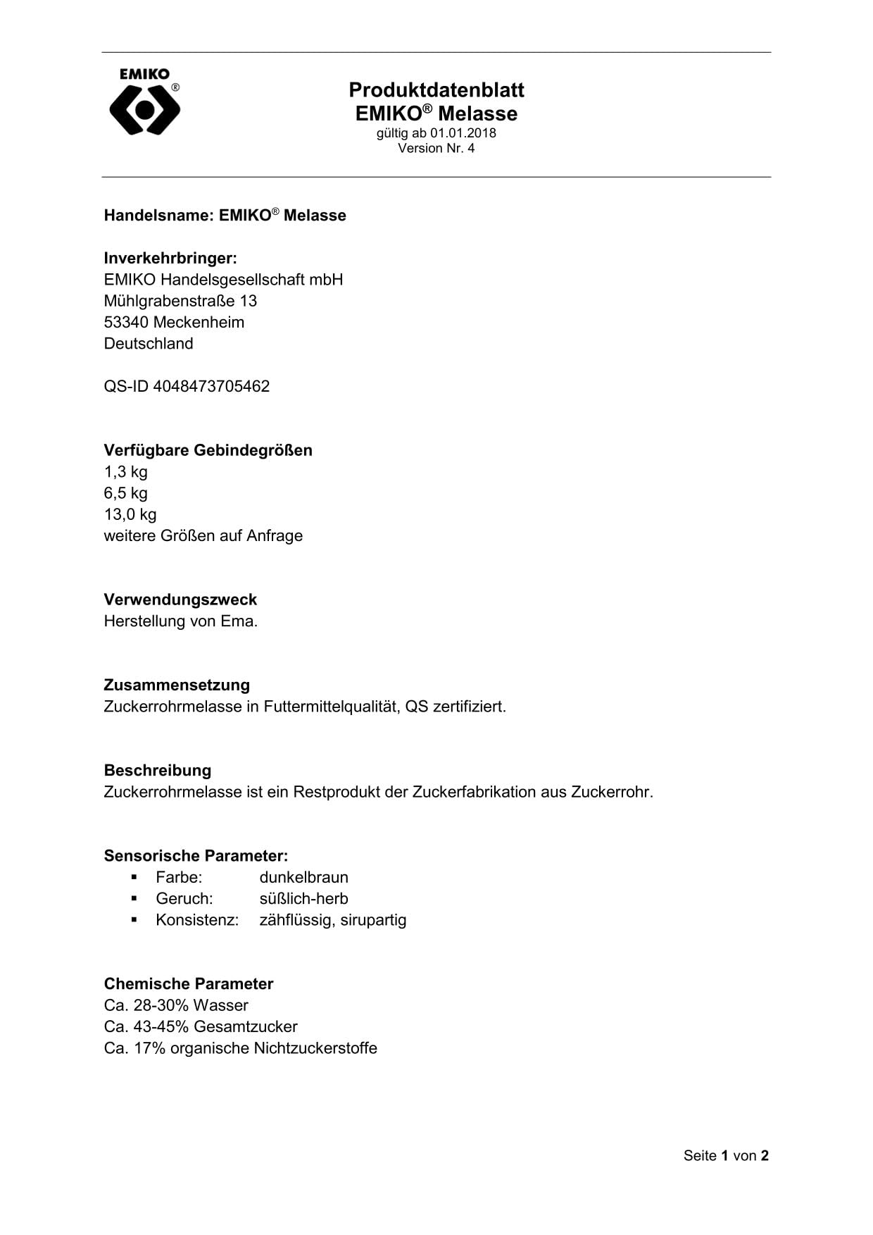 Zuckerrohrmelasse 13,0 kg zur Herstellung von EMa, reich an Mineralien und Kohlenhydraten