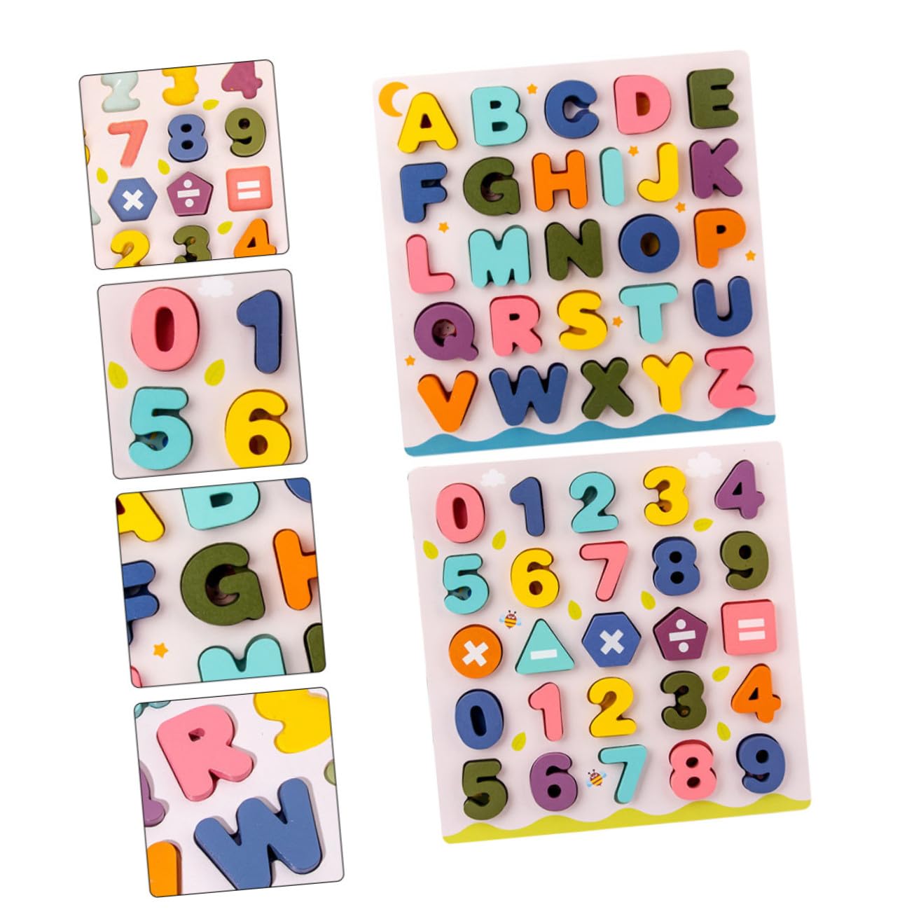 2 Juegos Bloques de Madera Educativos de Puzzle Números y Letras para Desarrollo Reconocimiento Aprendizaje Infantil Regalo Cumpleaños