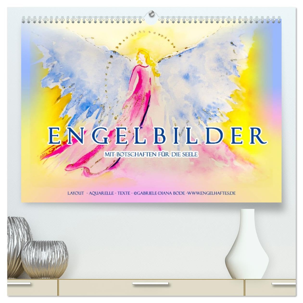 Engelbilder mit Botschaften für die Seele (hochwertiger Premium Wandkalender 2026 DIN A2 quer), Kunstdruck in Hochglanz: Engel mit ihren Botschaften Worte. Labsal für die Seele. (CALVENDO Kunst)