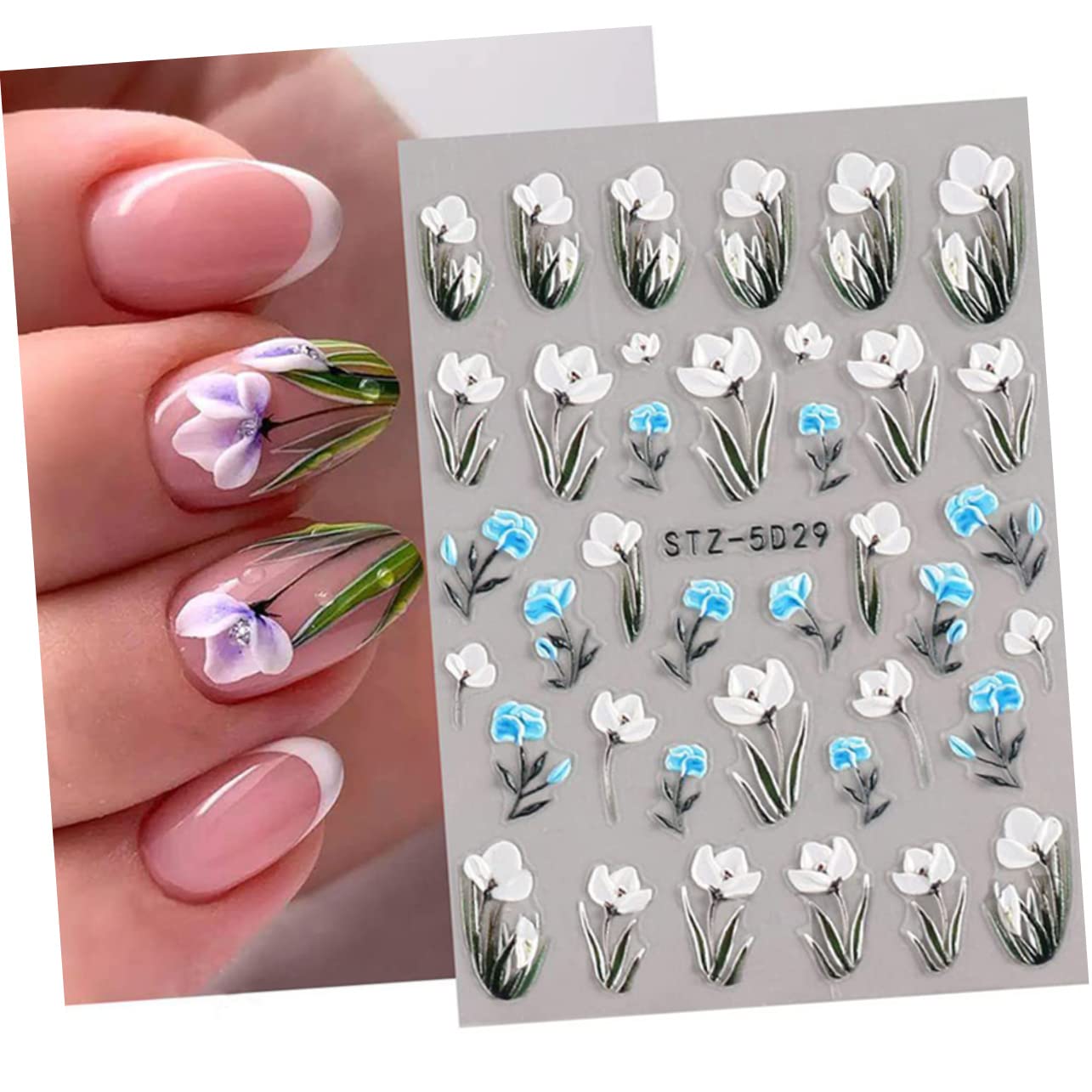 Healeved 30fogli Adesivi Per Unghie Floreali Decorazioni Per Nail Art Embossed Facili Applicare Su Unghie e Lisce Per e