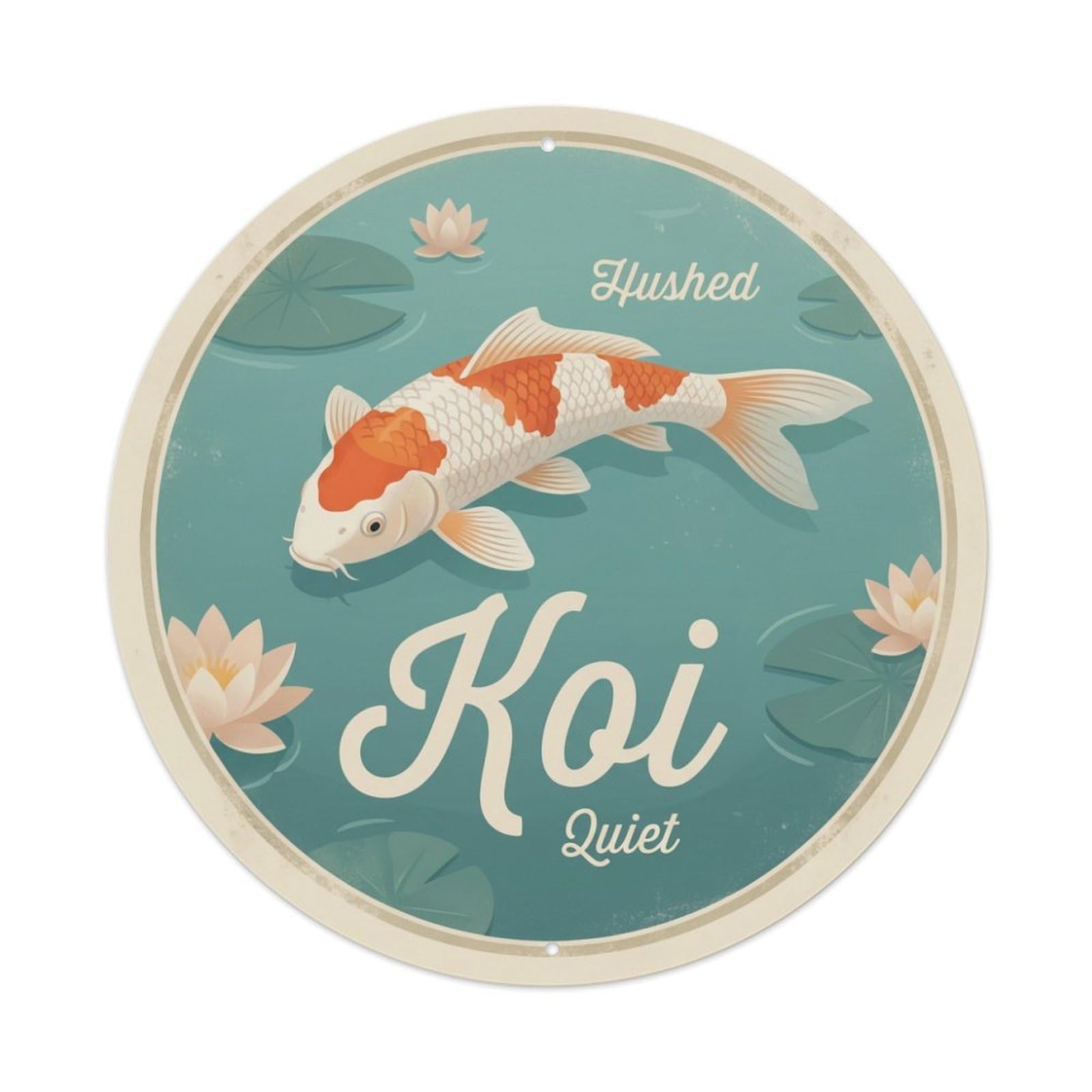 Koi Fish Hushed Quiet Silent Waters Gentle Soft Peaceful Metal Tin Sign