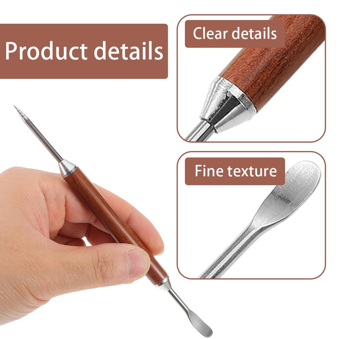 4 bolígrafos para latte art, Latte Art Bolígrafo decorativo, agujas de doble cabezal para grabar café, Café Decorating Pen, mango de madera, decorativas agujas de acero inoxidable