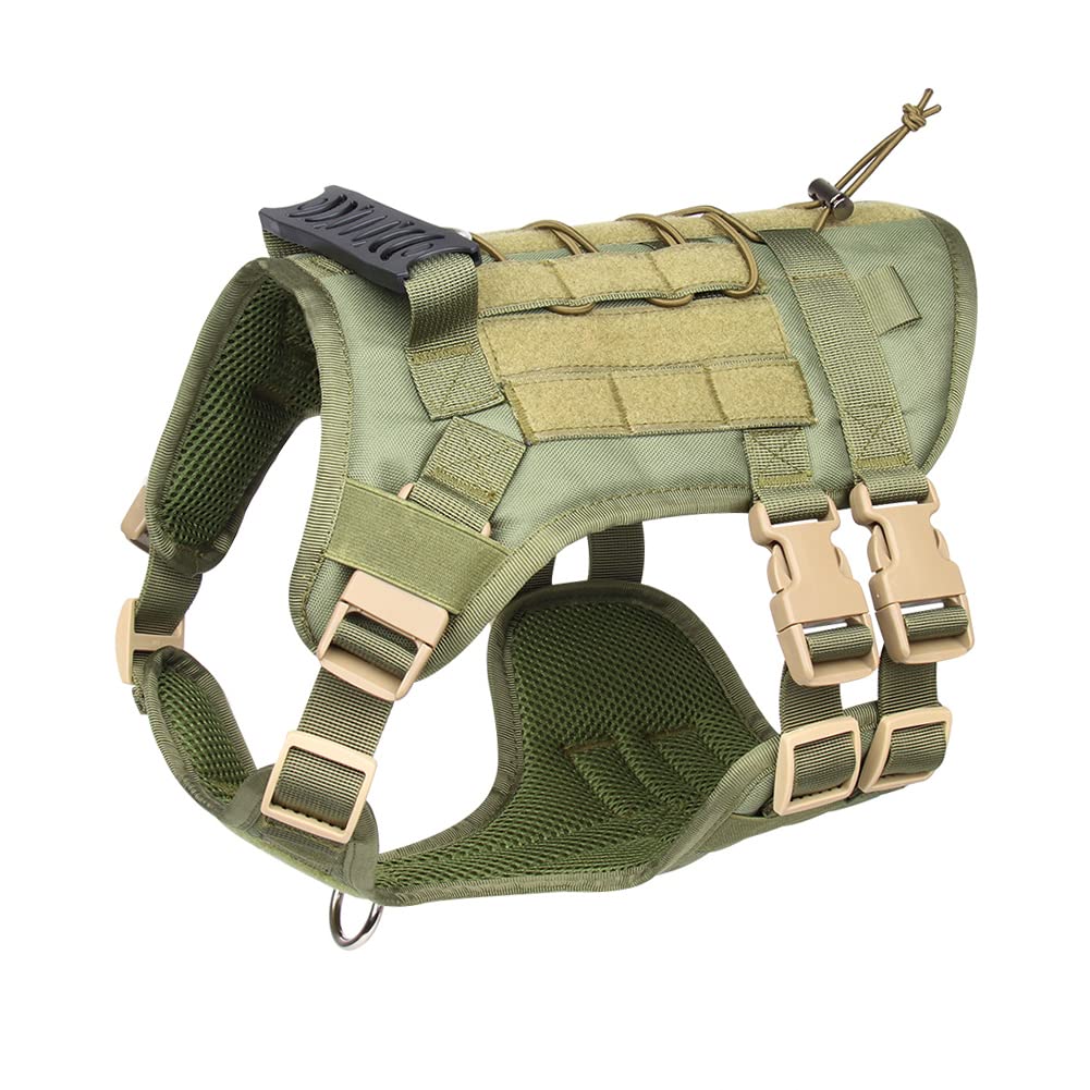 FEimaX Tactical Dog Harness for Small Medium Large Dogs No Pull Adjustable Pet Harness, Military Service Dog Harnesses with Handle, Dog Vest with Molle & Loop Panels for Training Hunting Walking
