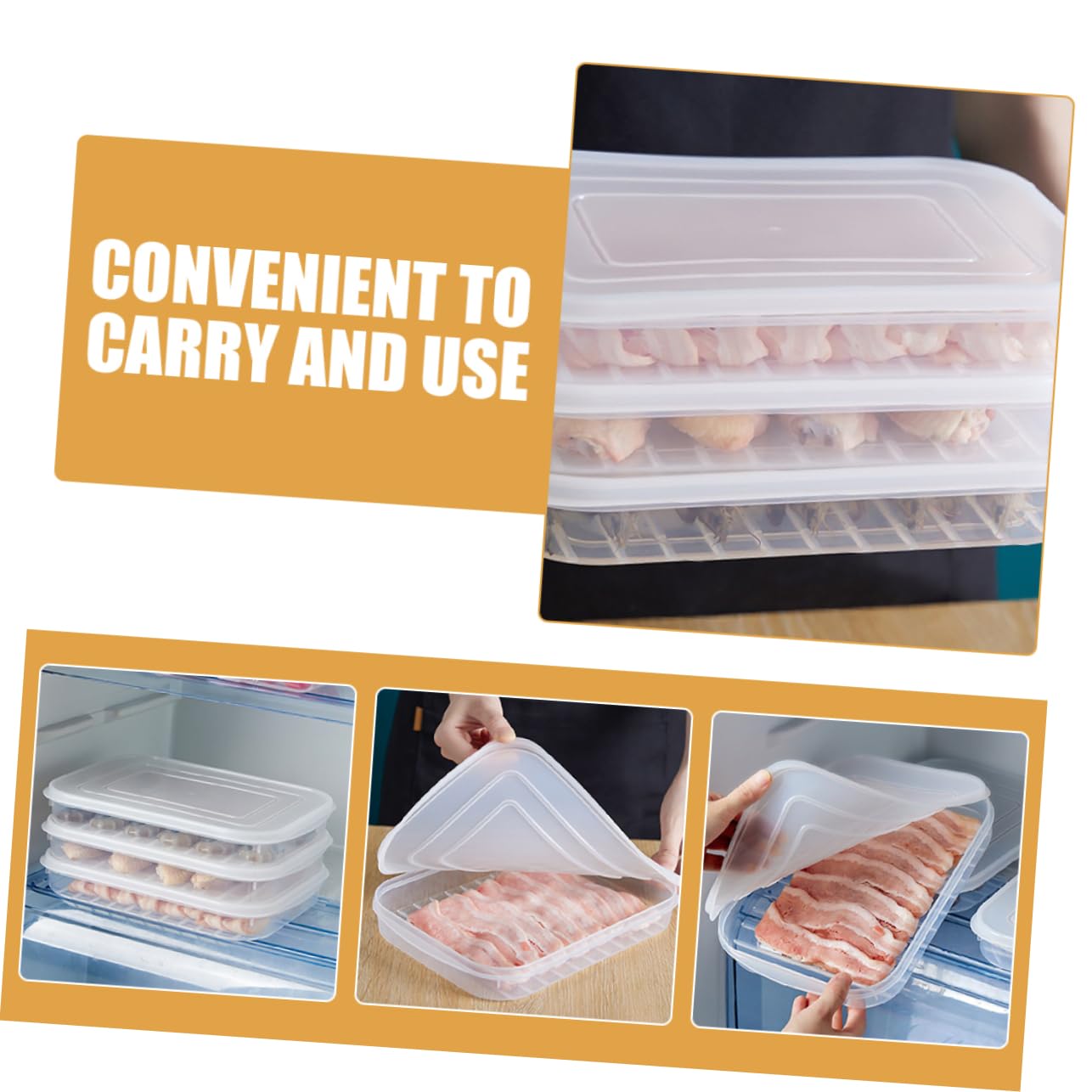 PRETYZOOM 12piezas Contenedor De Almacenamiento De Alimentos Para Frigorífico Caja De Conservación De Bacon y Para Carnes y Comida Cocinada Ligera y Portátil