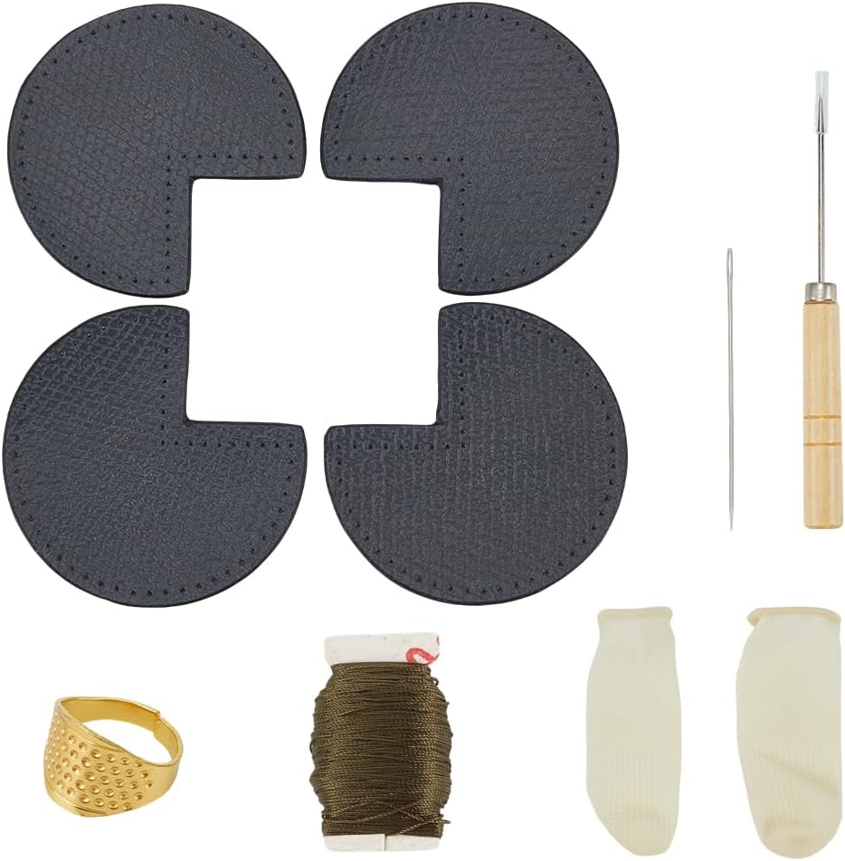 WEBEEDY DIY Bag Corner Repair Set DIY Kit for Purse Bag Corner Fix Protector Leather Sewing Kit with Bag Corner Patch,Cone,Needle,Thread and Finger Cots Leather Bag Fix Sewing Crafting Projects