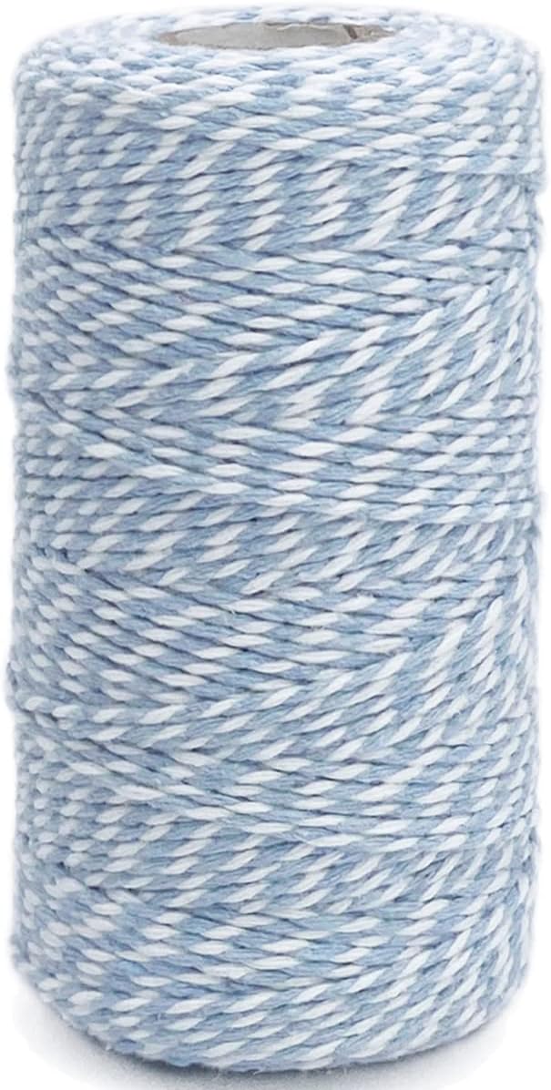 Cotton Twine Light Blue Baker String 2mm Thick 328 Feet Christmas Twine for Gift Wrapping DIY Crafts Home Decoration Gardening
