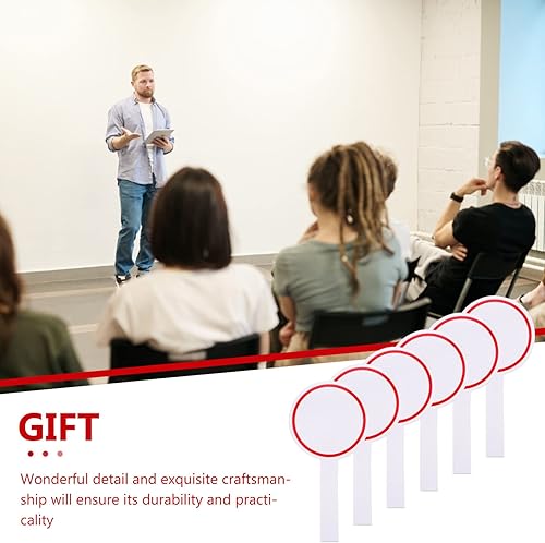 Miniatura 9 de 6 paletas de subasta de borrado en seco de una sola cara, pizarras blancas de mano para puntuación de votación, oficina, enseñanza, círculo rojo,