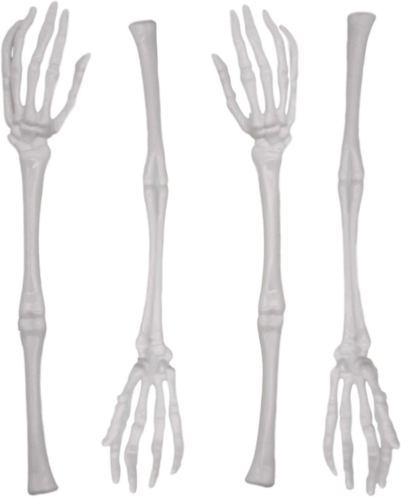 Skeleton Tongs (2 Sets, White) Serving Tongs Gothic Plastic Arm Hand Kitchen Servers, 12.6 in long