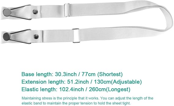 Bed Sheet Holder Straps- Adjustable Fitted Sheet Clips Bed Sheet Fastener Suspenders Elastic Gripper Holder Used for Bed Sheets,Mattress Covers, Sofa Cushion(Set of 4)