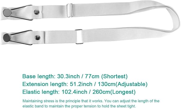 Bed Sheet Holder Straps- Adjustable Fitted Sheet Clips Bed Sheet Fastener Suspenders Elastic Gripper Holder Used for Bed Sheets,Mattress Covers, Sofa Cushion(Set of 4)