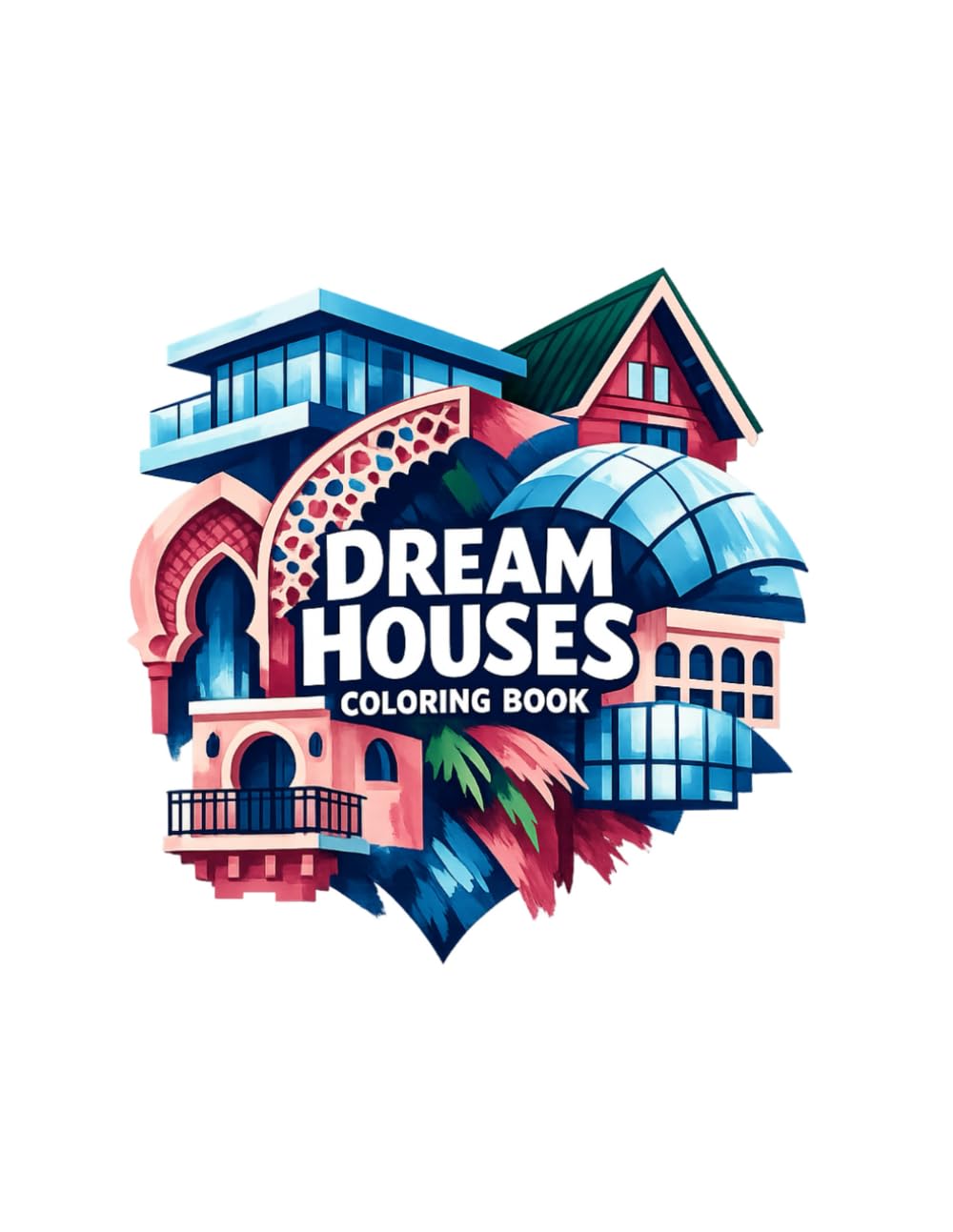 Dream Houses Coloring Book for Adults: 42 Architectural Home Designs from Around the World