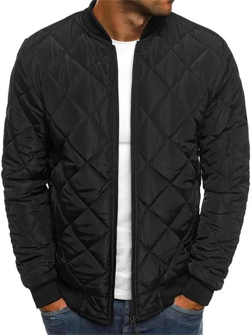 Man Solid Color Cotton-Padded Jacket Stitched Thickened Collar Cotton-Padded Jacket Winter Warm Cotton-Padded Jacket