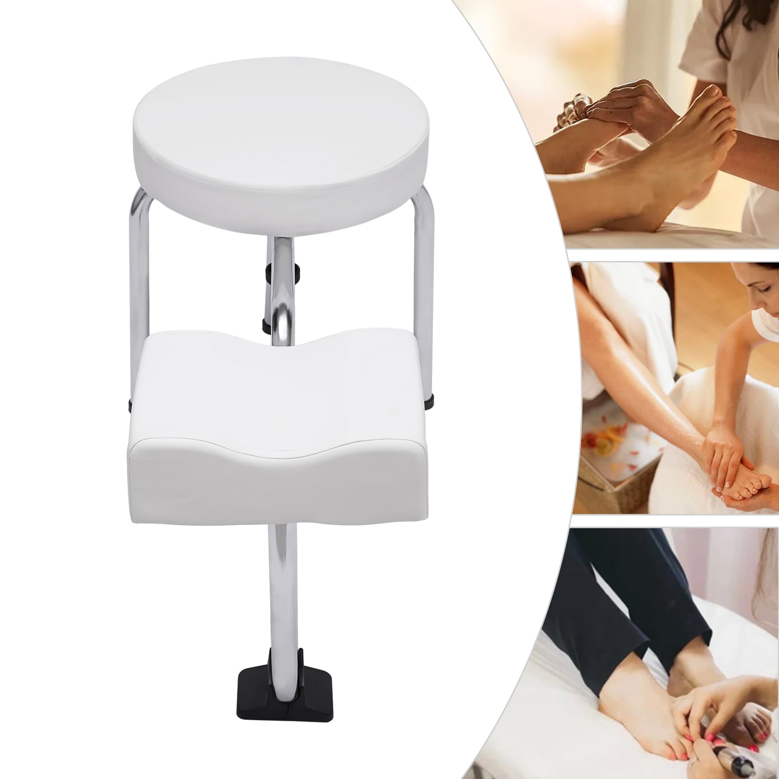 MINRS Silla para el cuidado de los pies, 2 en 1, taburete de pedicura, taburete para tatuaje, reposapiés ajustable, almohadilla de PVC para pedicura, soporte para uñas Tech, spa, belleza, salón,