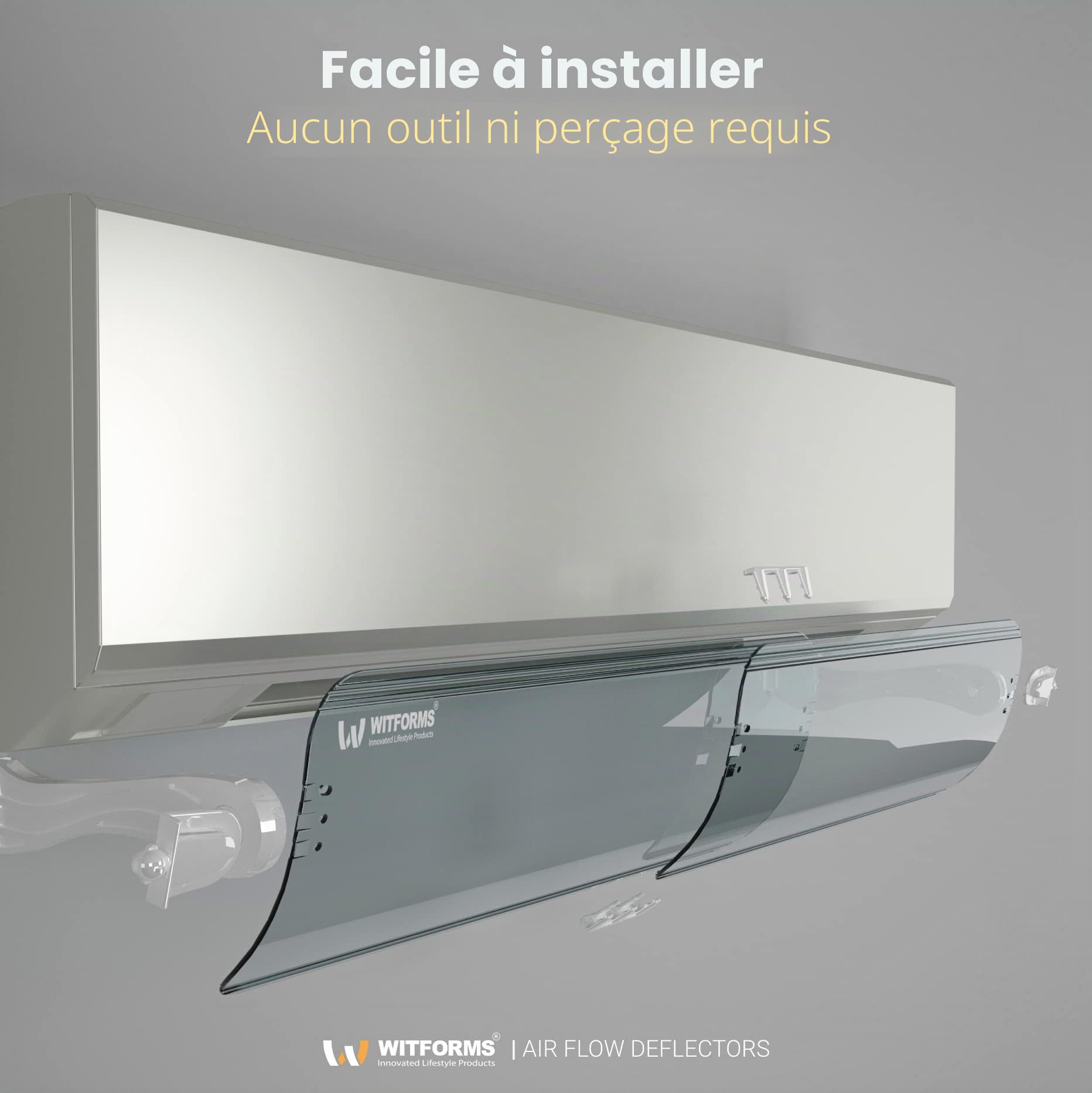 WITFORMS/PREMIUM PLUS - Déflecteur d'air AC réglable adapté aux climatiseurs split - Améliore la circulation du refroidissement et du chauffage - Longueur de ventilation (60 à 110 cm)