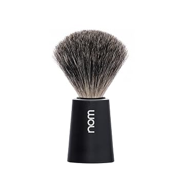 NOM Carl Shaving Brush | Pure Badger Shave Brush for Shaving soaps and creams | Exfoliating Shaving Brush | Black handle