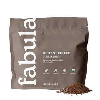 Fabula Organic Instant Coffee, Low Acid, Mold Free - Medium Roast, 90g, Convenient & Delicious - Amazon product rated Grade A