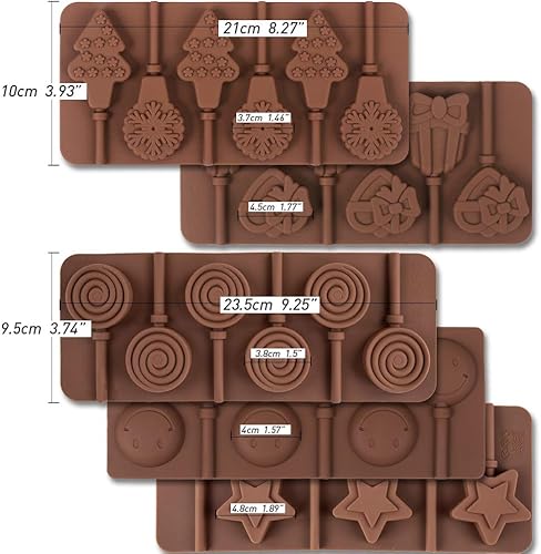 Miniatura 7 de Molde de silicona para paletas de 6 cavidades, molde de caramelo, molde de caramelo de Navidad, redondo típico, estrellas y corazones, lazos,