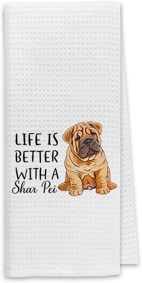 Dibor Life is Better with A Samoyed Kitchen Towels Dish Towels Dishcloth,Cute Poodle Puppy Dog Absorbent Drying Cloth Hand Towels Tea Towels for Bathroom Kitchen,Dog Lovers Girls Women Gifts image 5