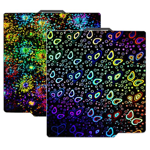 Wefuit 3D Printer Bambu Labs Build Plate for Bambu Lab X1C/X1/X1E/P1P/P1S/A1,Double Sided Fireworks+Butterfly Spring Steel Sheet Plate 257x257mm Flexible Removable Platform Bambu A1 3D Printer Plate.