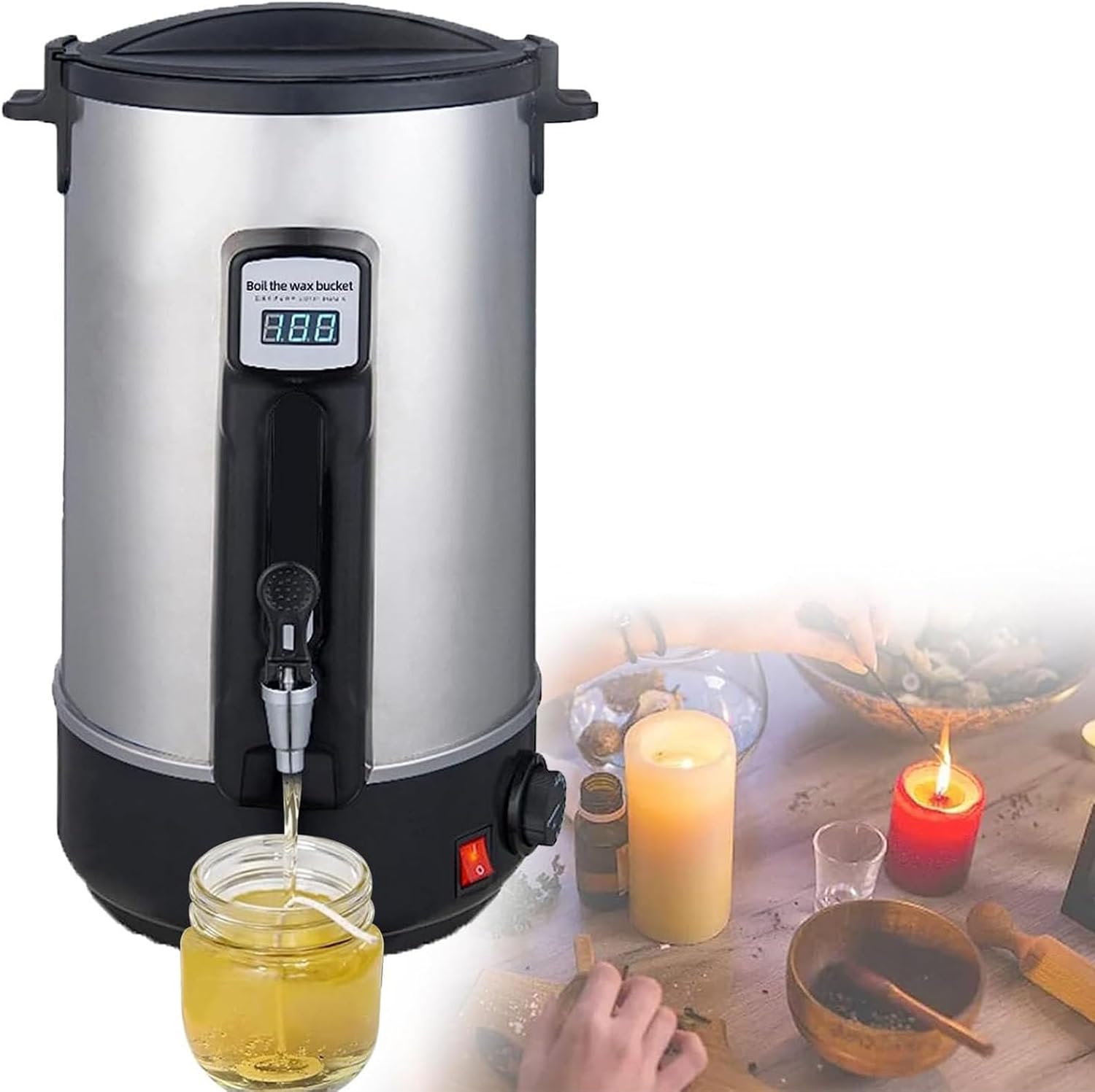 Commercial Machine,Wax Melter for Candle Making, Large Electric Wax Melting Pot with Quick Pour Spout, Digital Temperature Display, for Bulk Production Candle Soap Business Fast Lo