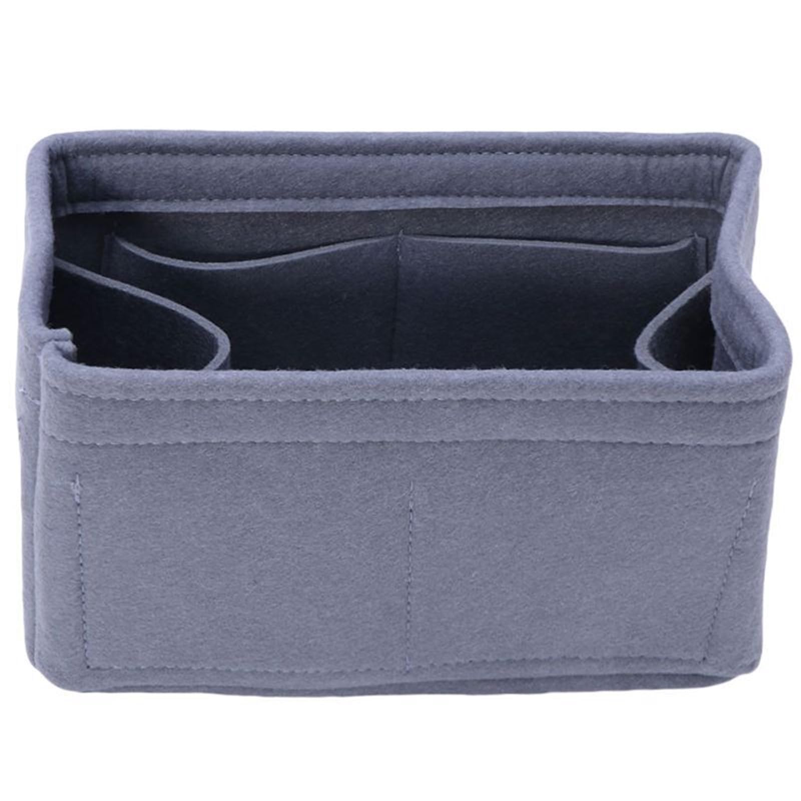 NJIEzhao Felt Handbag Insert Felt Purse Organizer With Compartments Padded Cosmetic Bag Portable Handbag Removable Liner(Grey,M)