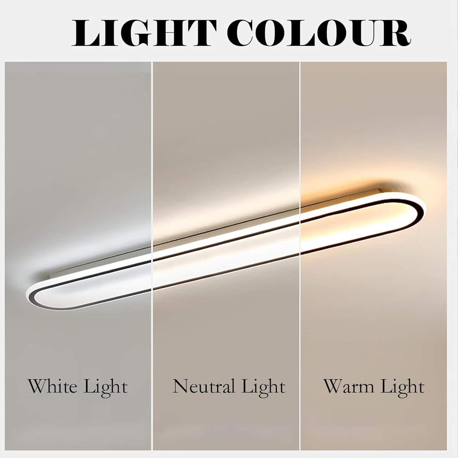 Metallo Plafoniera LED Rettangolare 24W Lampada da Soffitto Moderna Alluminio Iluminazioni da Plafoniere 100W Equivalente Illuminazione per Soggiorno Camera da Letto (Bianco Luce Calda,60CM)