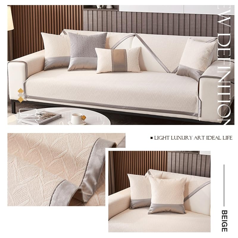 Funda de sofá reversible beige 90x210 cm lavable y protectora 2
