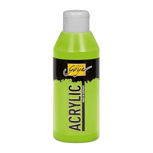 KREUL 84218 - Solo Goya Acrylic gelbgrün, 250 ml Flasche, cremige vielseitig einsetzbare Acrylfarbe in Studienqualität, auf Wasserbasis, schnell und matt trocknend, gut deckend, wasserfest - gelbgrün