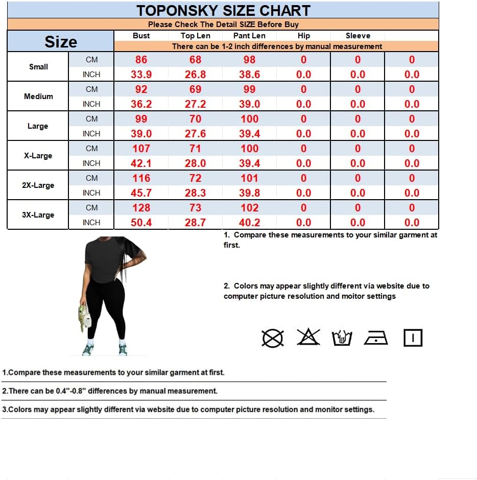 TOPONSKY Women Two Piece Workout Outfits Sports Long-Pants & Short-Top Sets