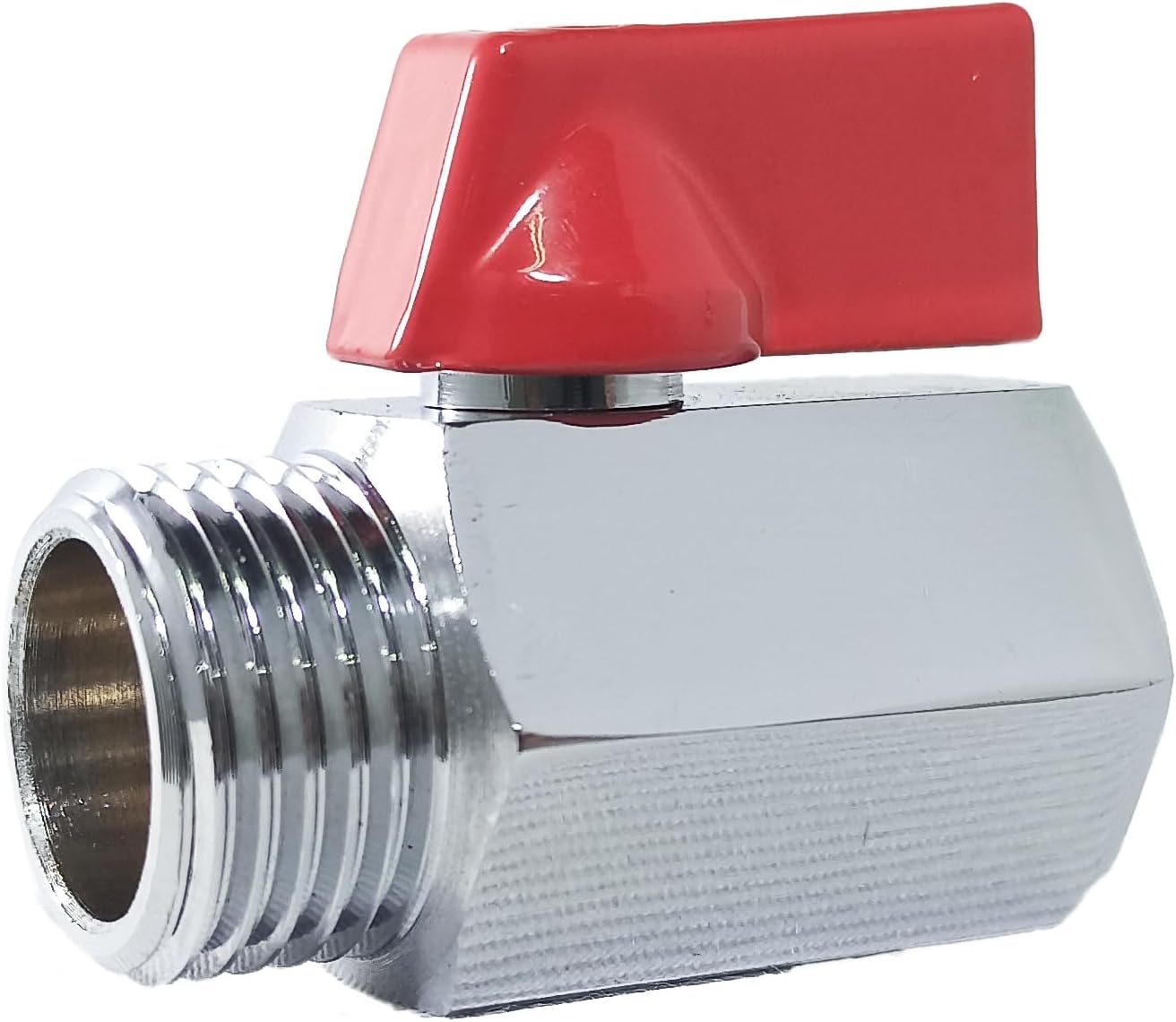 Excel Showerhead Shut Off Valve Brass Mini Ball Valve 1/2" NPT Male Female Thread Water Flow Control Valve with Polished Chrome Finish (Box of 10)