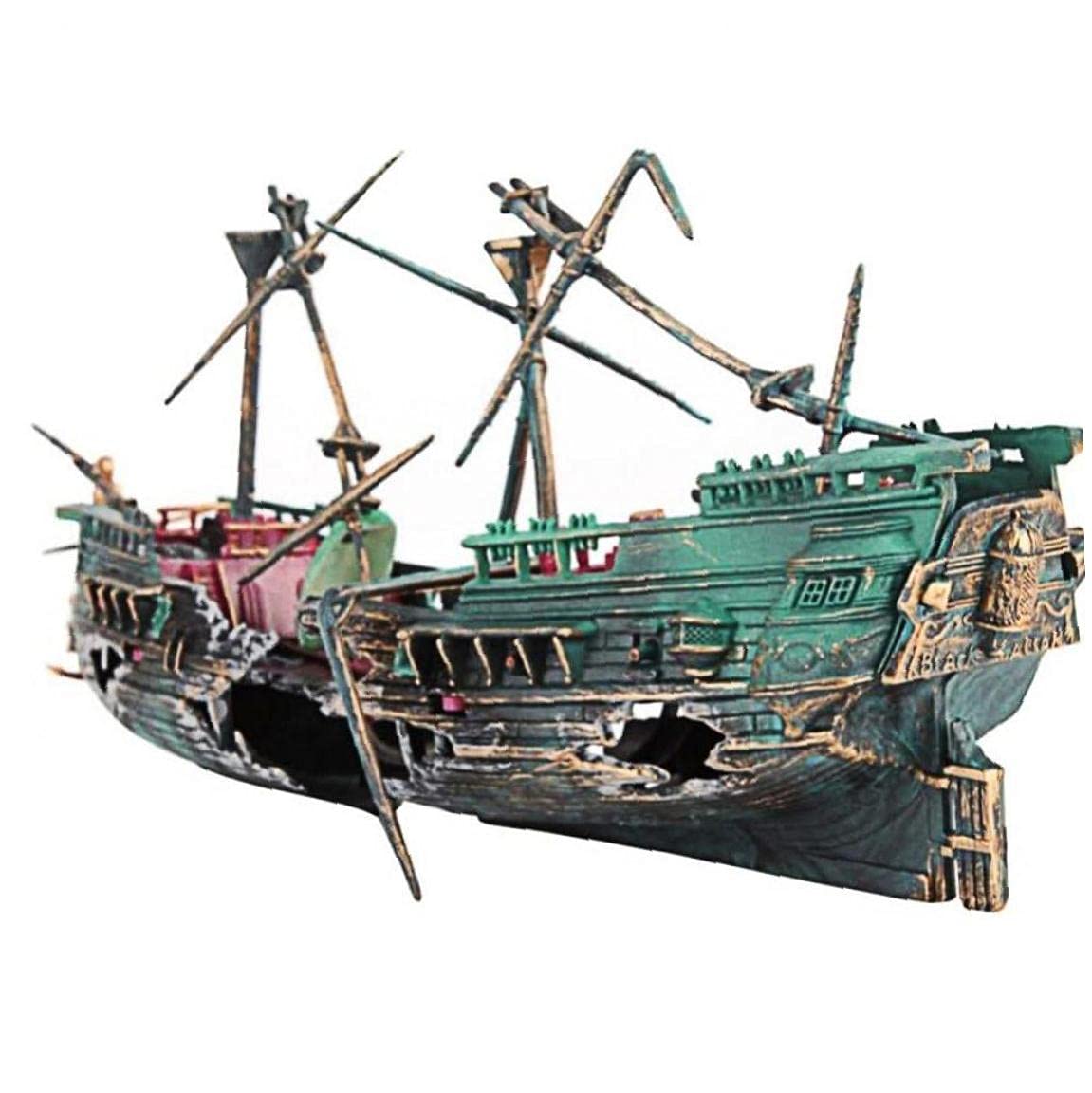 Pinicecore Random Color Aquarium Fish Tank Landscape Pirate Ship Wreck Ship Decor Resin Boat Ornament Aquarium Accessories Decoration