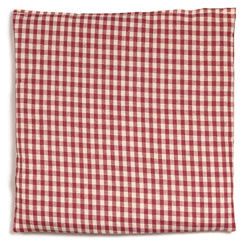 Cojín de semillas de colza, 19 x 19 cm, tejido orgánico, color rojo y blanco