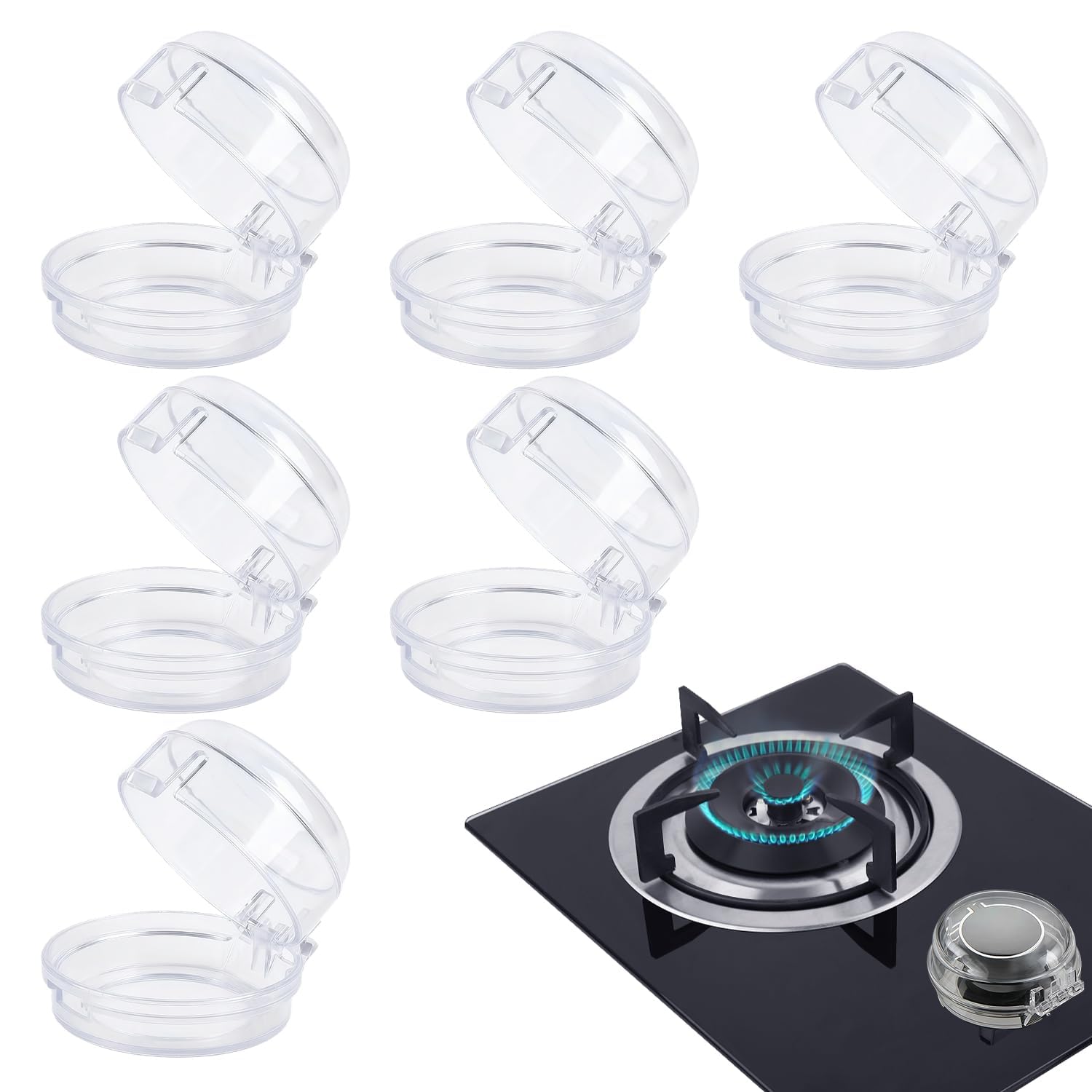 Cache-boutons de cuisinière adhésif renforcé résistants à la chaleur lot de 6 transparent