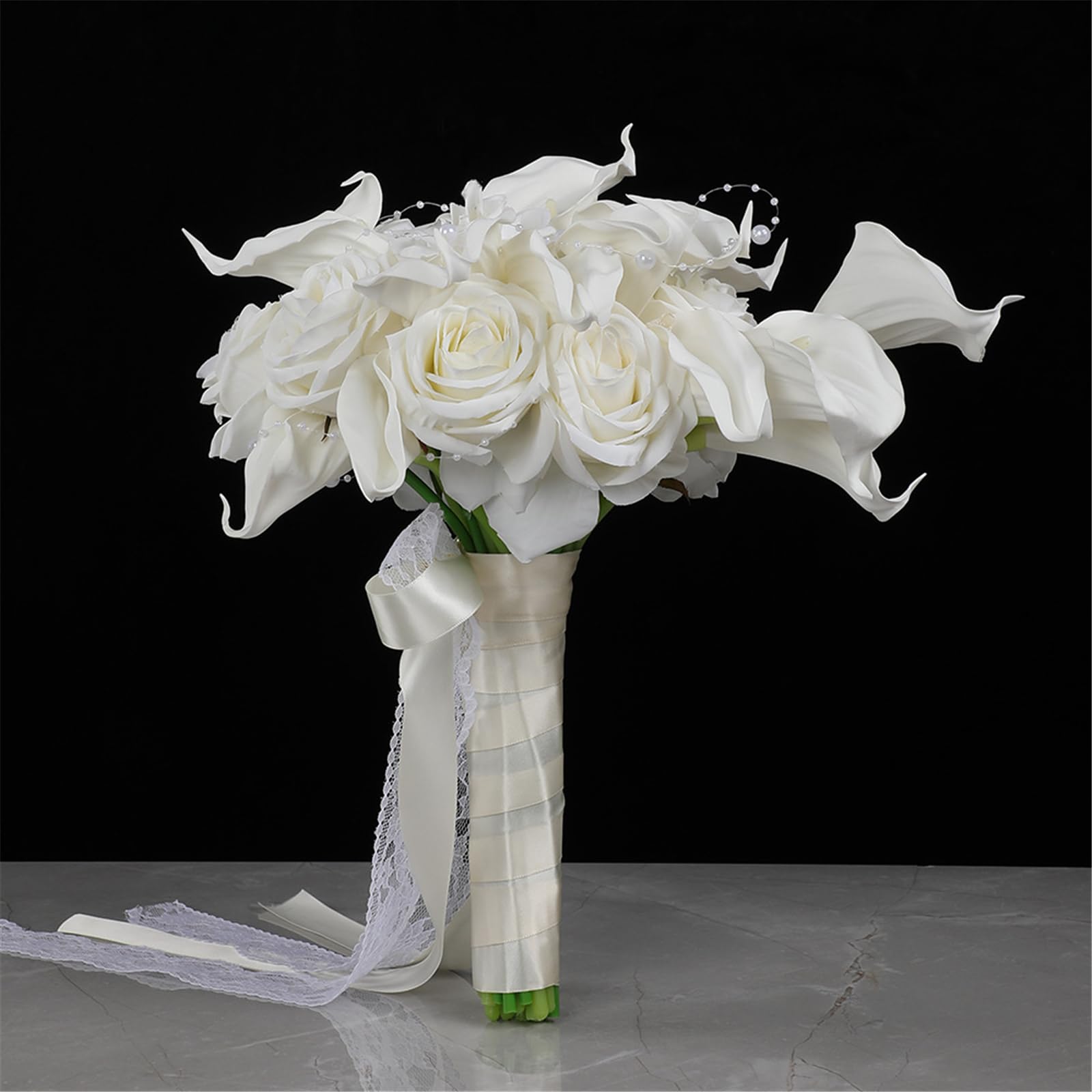 Dateless - Mazzi di fiori artificiali per matrimonio con rose di seta, gigli, decorazioni per eventi, bouquet da sposa, fiori di seta, eleganti fiori artificiali per il matrimonio