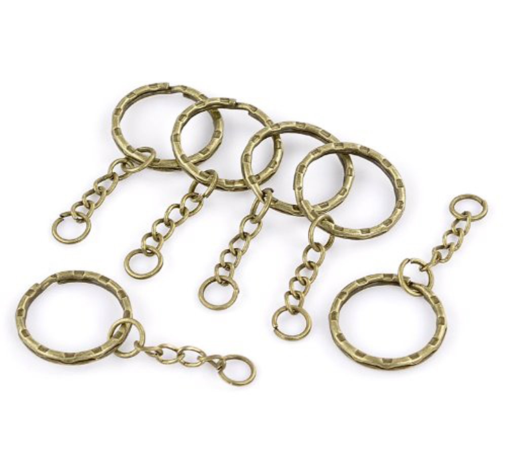 Rockin Beads Brand, 30 1 Inch Key Chains & Key Rings Antique Brass/Gold 5.3cm 30pcs