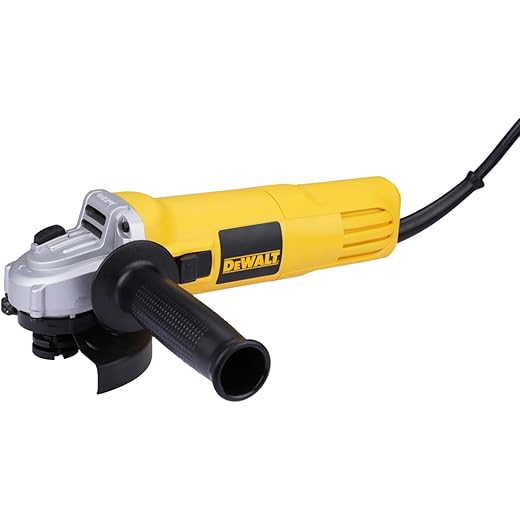 DEWALT DW802-IN, 850W, 4'' (100mm) Heavy Duty Angle Grinder Engineered For Heavy Duty Applications with Spindle Lock and Slide switch, 2 Year Warranty (SIDE HANDLE INCLUDED)