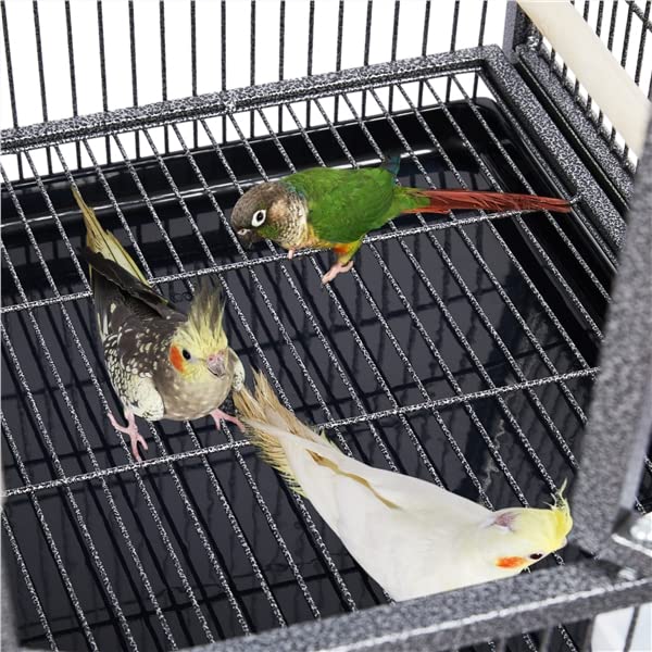 Abician Cage à Oiseaux Large Empilable Cadre en Métal Cage d’élevage Divisée pour Petits Oiseaux Pinson Canaris Perruches 95,5 x 45,5 x 52,5 cm Noir