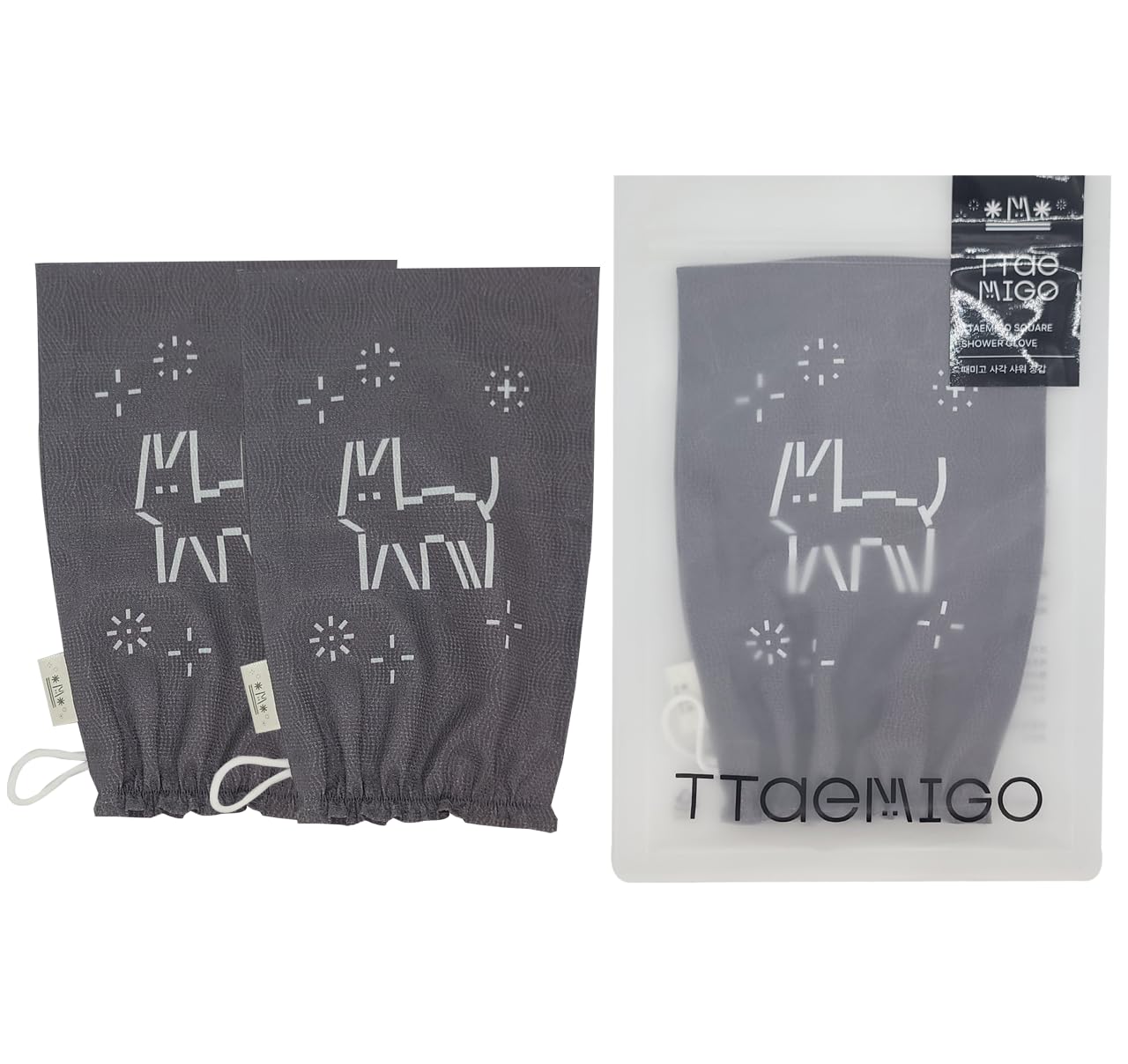 Ttaemigo Black Square Exfoliating Mitt for Body (2pc) – ttaemigo is a premium exfoliating mitt made from the secret exfoliation method of the Korean royal family.Remove dead skin & Keratosis Pilaris