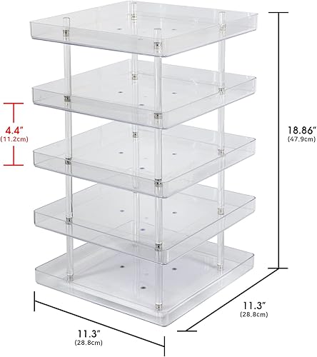 Miniatura 7 de JACKCUBE DESIGN - Esmalte de uñas transparente de 5 niveles giratorio de 360 grados, soporte organizador de maquillaje, cosméticos, caja de