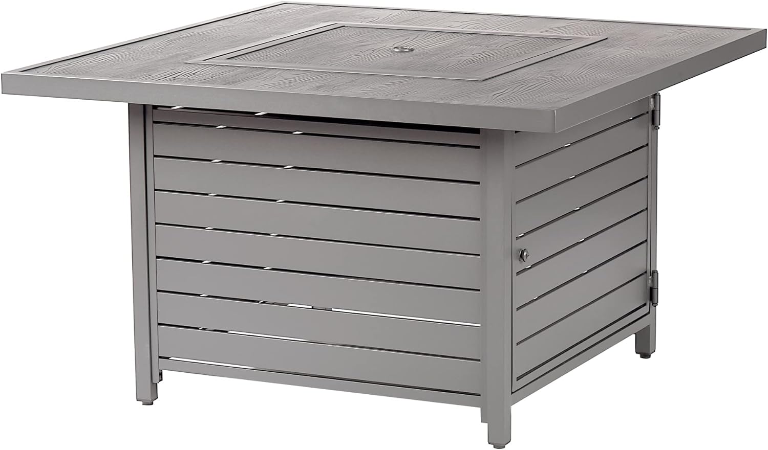 Square 42 in. x 42 in. Aluminum Propane Fire Pit Table with Glass Beads, Two Covers, Lid, 57,000 BTUs in Grey Finish