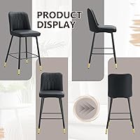 Vista 9 de Juego de 4 Taburetes de Bar, Taburetes de Bar de Altura de Mostrador con Respaldo, Taburetes de Cocina Modernos de Cuero Sintético, Taburete de Bar