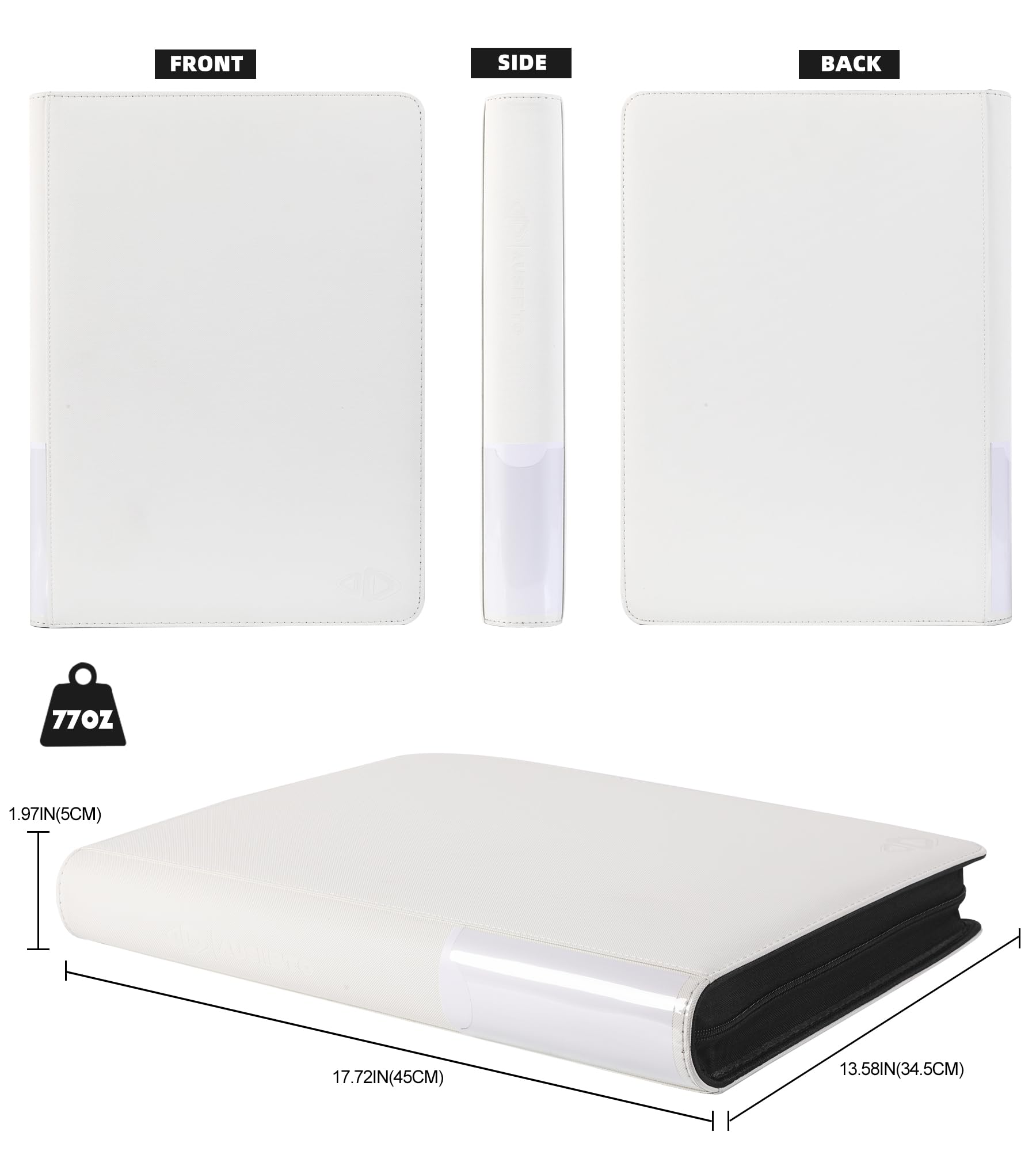 Carpeta de tarjetas de 16 bolsillos, 1408 fundas de carga lateral, álbum de tarjetas de gran capacidad para béisbol, fútbol, tarjetas de intercambio de tamaño estándar (blanco)
