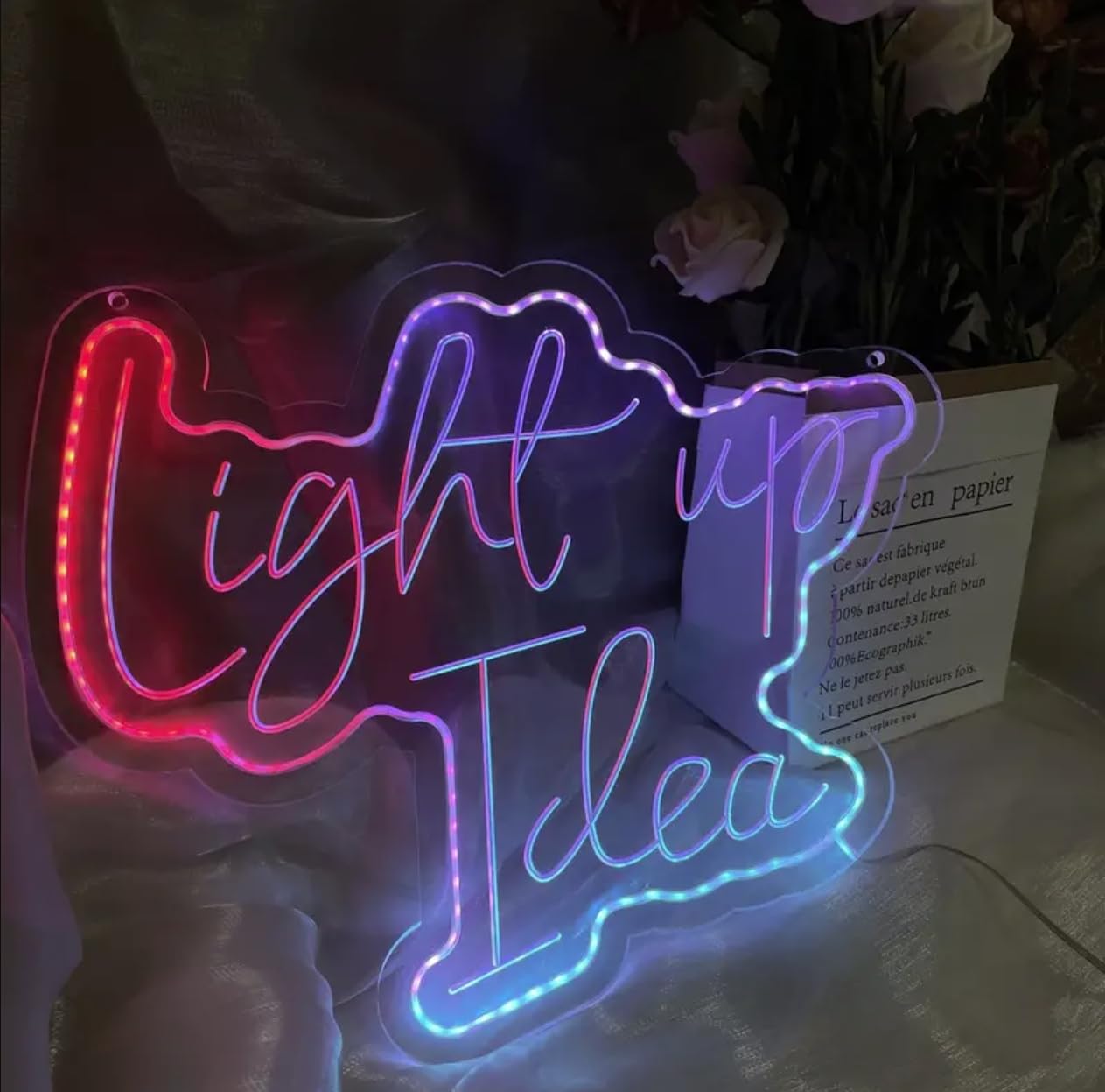 Light Up Idea Multi Color RGB Neon Sign Powered by USB Color Changing & Scrolling and Flashing Modes APP Remote Control for Home Decor Wedding Parties Gatherings