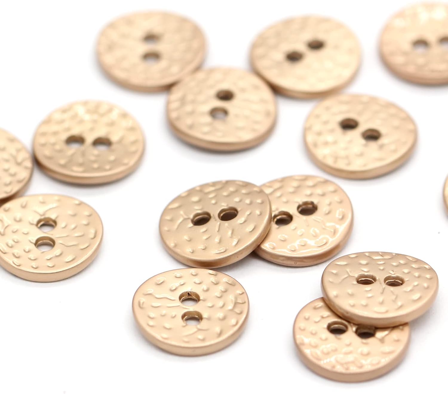 11mm 2 Holes Small Matte Gold Metal Buttons, Round Button for Sewing, Children Shirt, Women Blouse, Top, Cuff, Collar, Chic Handmade Decorations, DIY Crafts (20pcs 11mm(0.43inch)) image 2